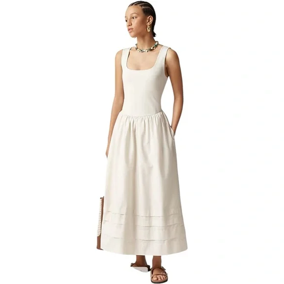 J. Crew | Dresses | J Crew Dropwaist Mixy Dress Petite Small Ivory |  Poshmark